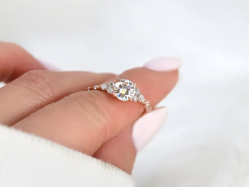 1ct Anastasia 6.5mm 14kt Gold Moissanite Diamond Round Cluster Ring vy 5