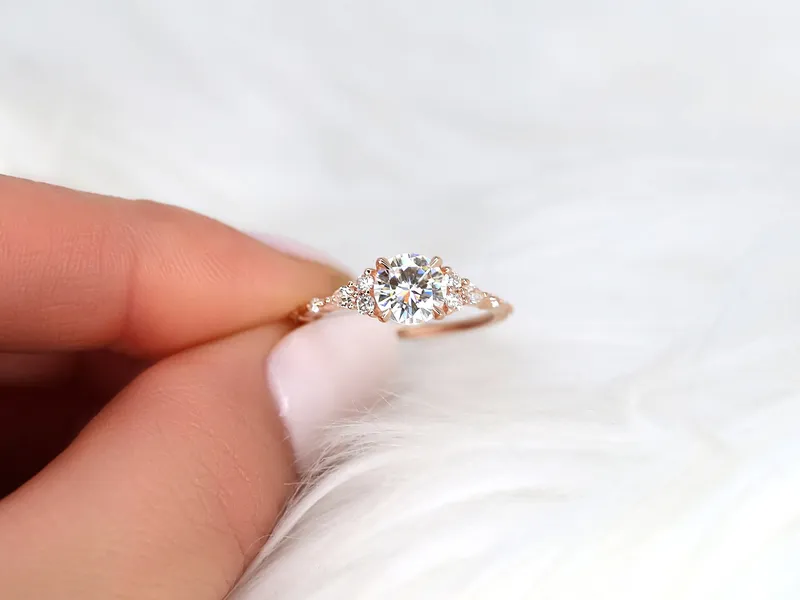 1ct Anastasia 6.5mm 14kt Gold Moissanite Diamond Round Cluster Ring vy 4