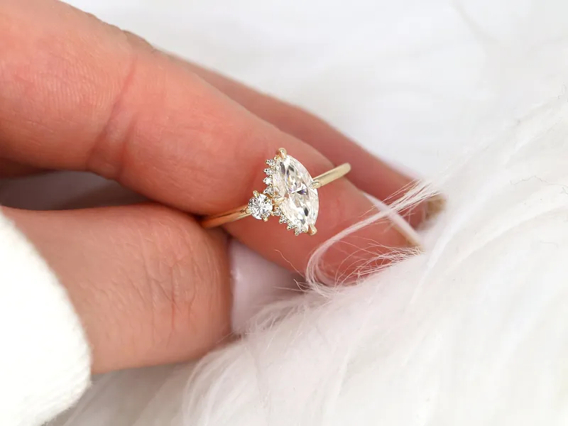 1ct Effie 10x5mm 14kt Gold Moissanite Diamonds Marquise Cluster Ring engagement ring