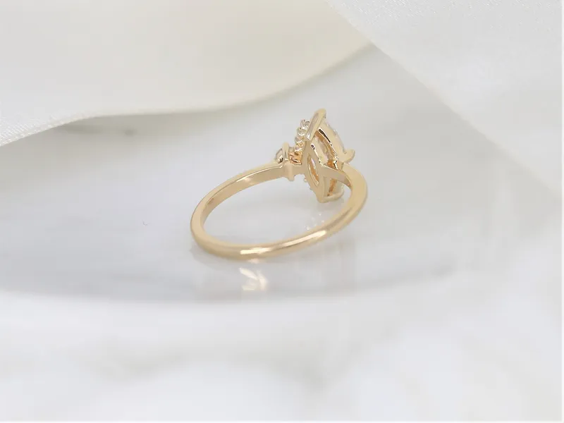 1ct Effie 10x5mm 14kt Gold Moissanite Diamonds Marquise Cluster Ring vy 8