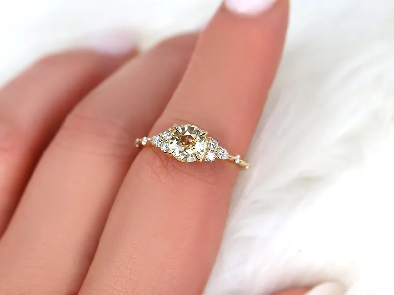 1.48ct Ready to Ship Anastasia 14kt Gold Champagne Sapphire Diamond Cluster Ring view 3