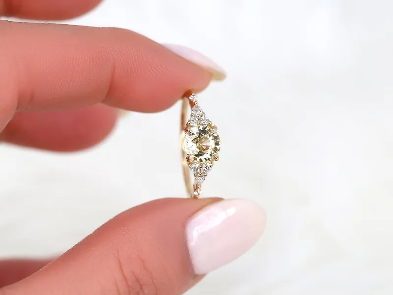 1.48ct Ready to Ship Anastasia 14kt Gold Champagne Sapphire Diamond Cluster Ring view 5