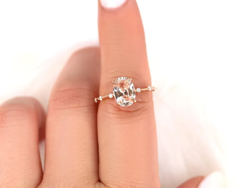 2.69ct Ready to Ship Alix 14kt Gold Peach Sapphire Diamond Oval Solitaire Ring vy 5