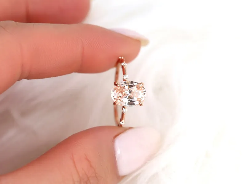 2.69ct Ready to Ship Alix 14kt Gold Peach Sapphire Diamond Oval Solitaire Ring vy 2
