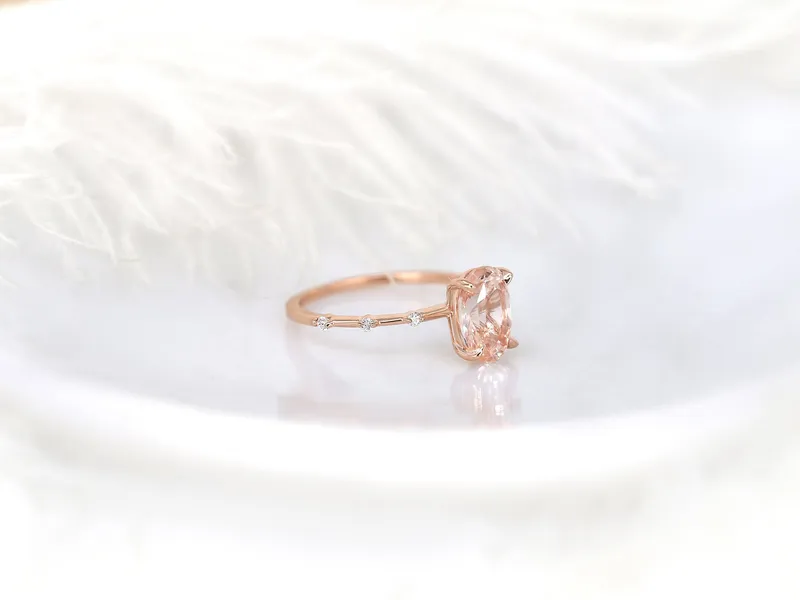 2.69ct Ready to Ship Alix 14kt Gold Peach Sapphire Diamond Oval Solitaire Ring vy 8