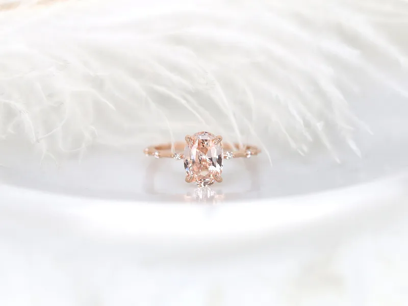 2.69ct Ready to Ship Alix 14kt Gold Peach Sapphire Diamond Oval Solitaire Ring vy 6