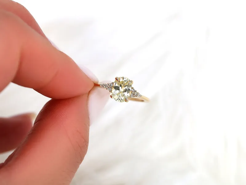 1.44ct Ready to Ship Maddy 14kt Gold Butter Champagne Sapphire Diamond Oval Cluster Ring vy 3