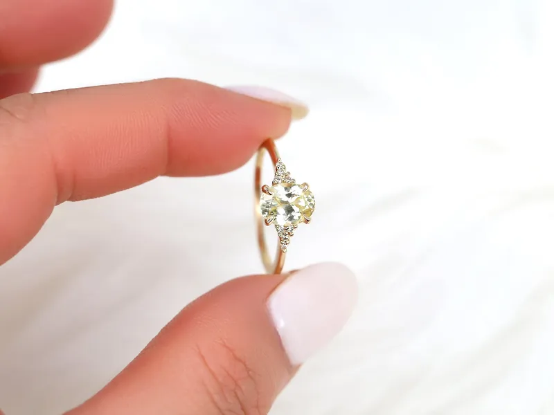 1.44ct Ready to Ship Maddy 14kt Gold Butter Champagne Sapphire Diamond Oval Cluster Ring vy 5