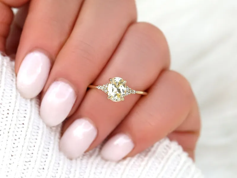 1.44ct Ready to Ship Maddy 14kt Gold Butter Champagne Sapphire Diamond Oval Cluster Ring vy 2