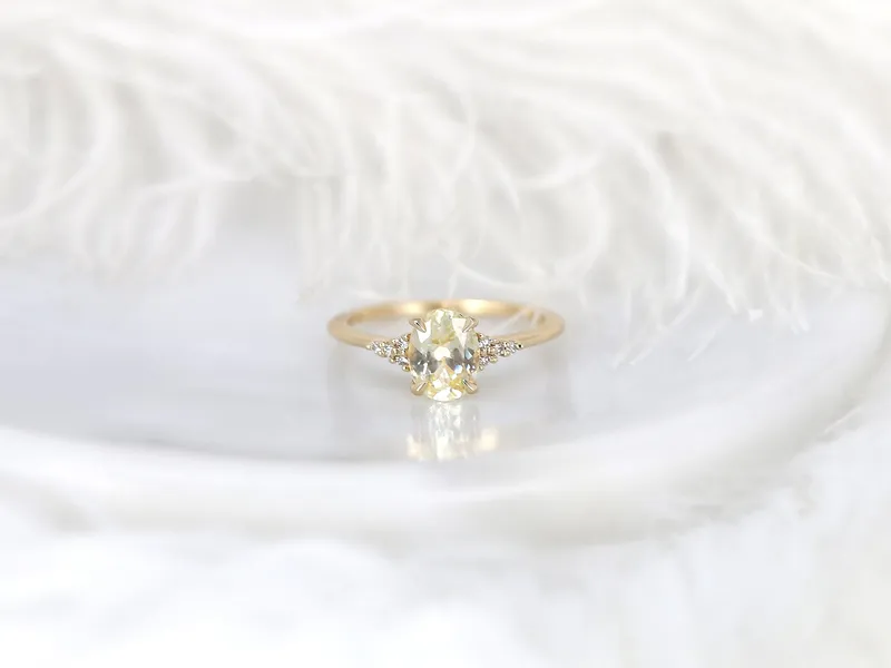 1.44ct Ready to Ship Maddy 14kt Gold Butter Champagne Sapphire Diamond Oval Cluster Ring vy 7