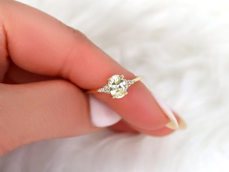 1.44ct Ready to Ship Maddy 14kt Gold Butter Champagne Sapphire Diamond Oval Cluster Ring sapphire oval cut engagement ring