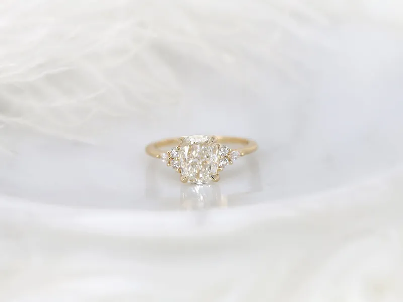 2ct Ready to Ship Petite Tinsley 14kt Diamond 3 Stone Cushion Cluster Ring view 6