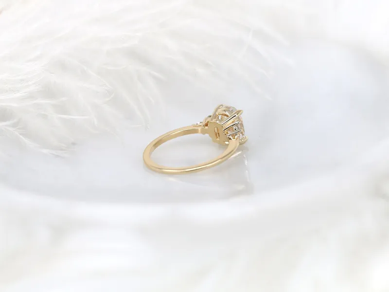 2ct Ready to Ship Petite Tinsley 14kt Diamond 3 Stone Cushion Cluster Ring view 8