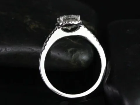 1.50ct Ready to Ship Randi 14kt White Gold 7mm Forever One Moissanite Diamond Cushion Halo Ring vy 4