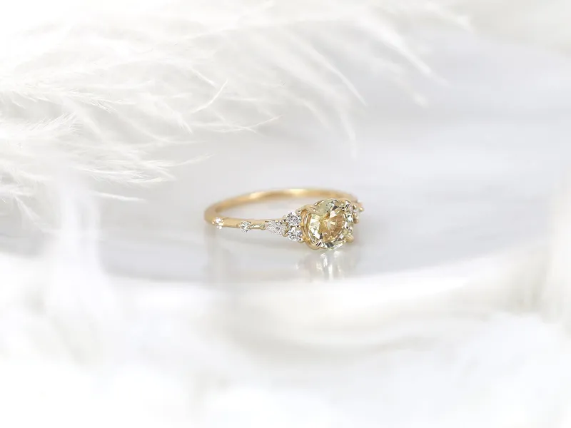 1.48ct Ready to Ship Anastasia 14kt Gold Champagne Sapphire Diamond Cluster Ring view 7