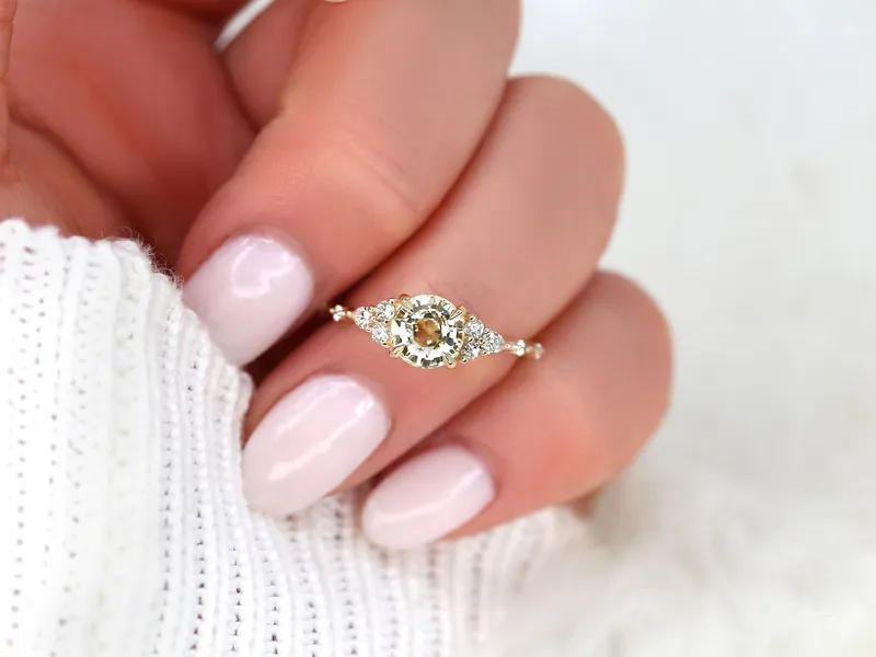 1.48ct Ready to Ship Anastasia 14kt Gold Champagne Sapphire Diamond Cluster Ring view 2