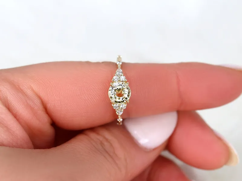 1.48ct Ready to Ship Anastasia 14kt Gold Champagne Sapphire Diamond Cluster Ring view 4