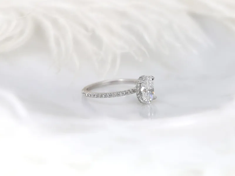 1.50ct Ready to Ship LOW Viviana 14kt White Gold Diamond Oval Hidden Halo Ring vy 7