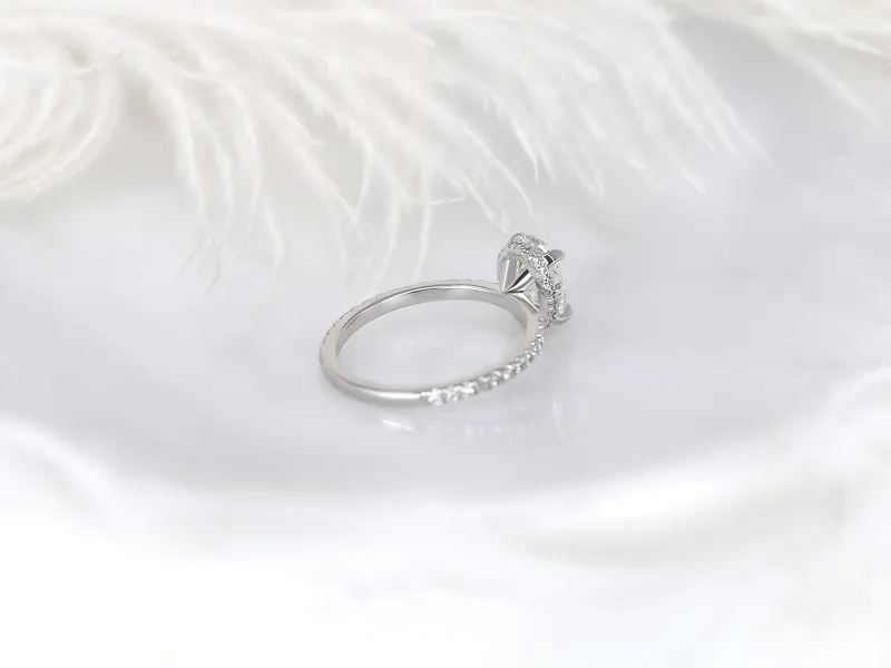 1.50ct Ready to Ship LOW Viviana 14kt White Gold Diamond Oval Hidden Halo Ring vy 8