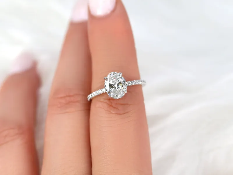 1.50ct Ready to Ship LOW Viviana 14kt White Gold Diamond Oval Hidden Halo Ring vy 5