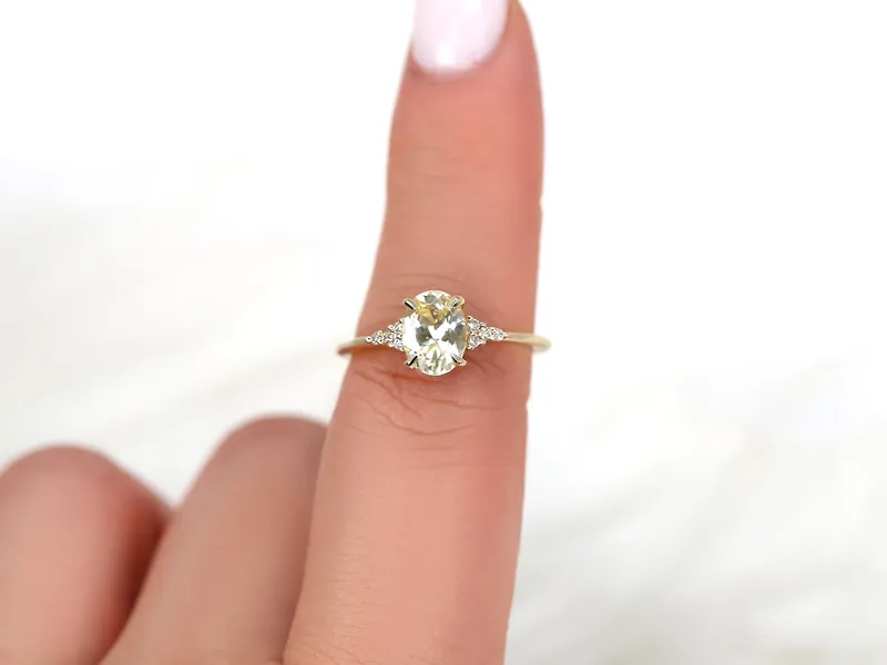 1.44ct Ready to Ship Maddy 14kt Gold Butter Champagne Sapphire Diamond Oval Cluster Ring vy 4
