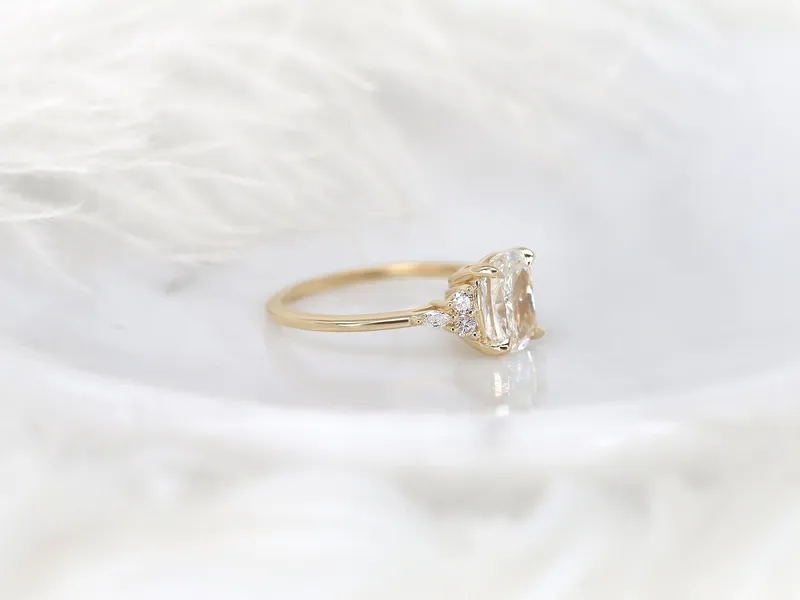2ct Ready to Ship Petite Tinsley 14kt Diamond 3 Stone Cushion Cluster Ring view 7