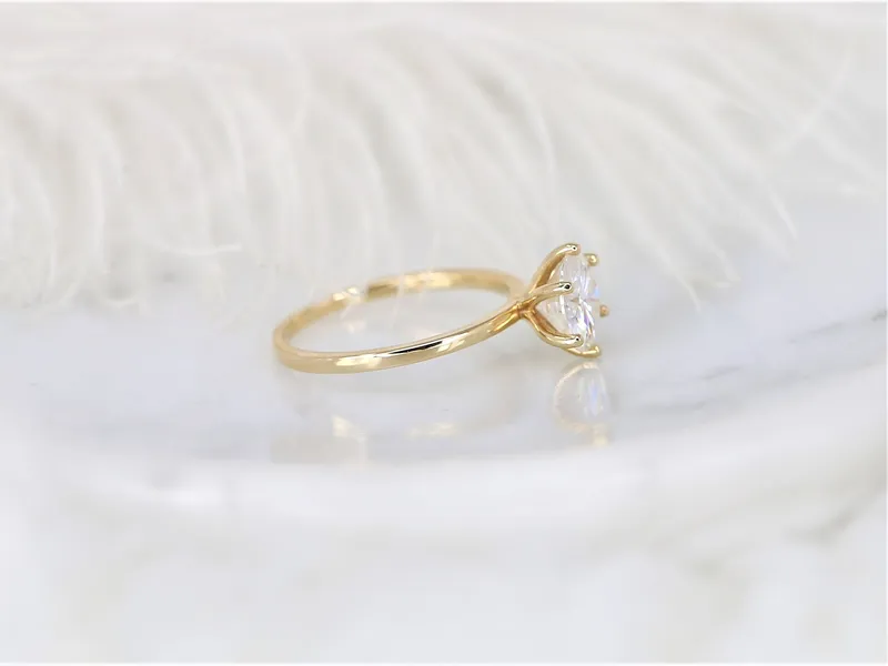 2ct Ready to Ship Elaine 8mm 14kt ROSE Gold Moissanite Six Prong Solitaire Ring vy 5