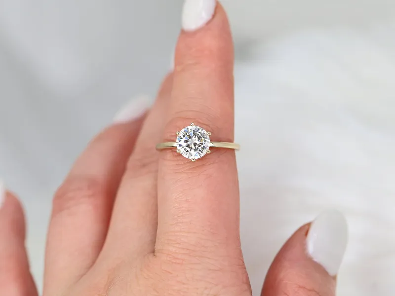 2ct Ready to Ship Elaine 8mm 14kt ROSE Gold Moissanite Six Prong Solitaire Ring vy 4
