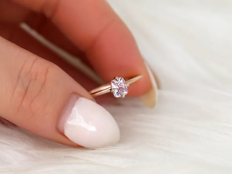 0.63ct Ready to Ship Rita 14kt Gold Blush Sapphire Solitaire Ring vy 2