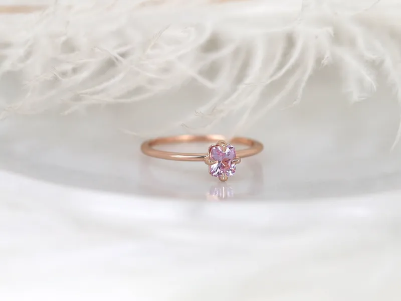 0.63ct Ready to Ship Rita 14kt Gold Blush Sapphire Solitaire Ring vy 5