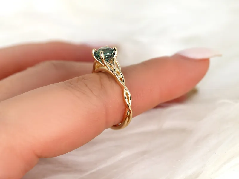 1.42ct Petite Cassidy 14kt Teal Sapphire Celtic Knot Round Solitaire Ring view 2