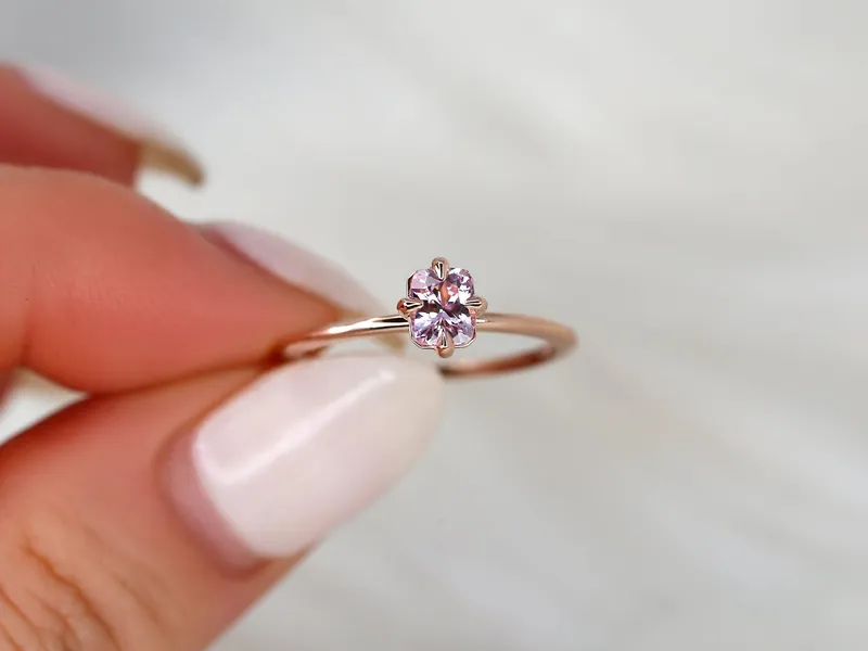 0.63ct Ready to Ship Rita 14kt Gold Blush Sapphire Solitaire Ring vy 4