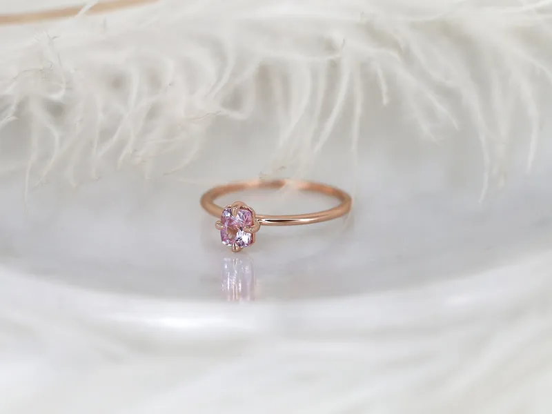 0.63ct Ready to Ship Rita 14kt Gold Blush Sapphire Solitaire Ring vy 7