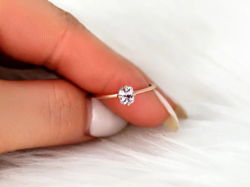 0.63ct Ready to Ship Rita 14kt Gold Blush Sapphire Solitaire Ring peach sapphire engagement ring