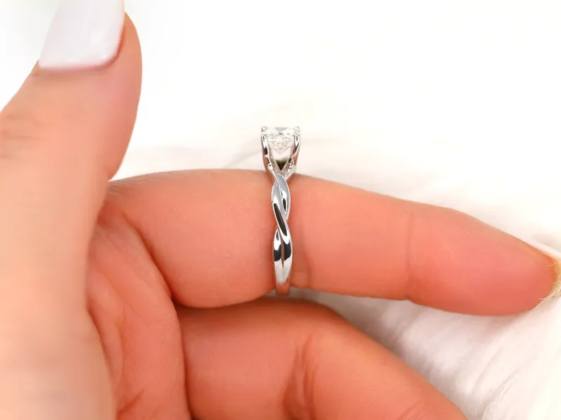 1ct Candace 6mm 14kt Moissanite Unique Cushion Solitaire Ring view 7