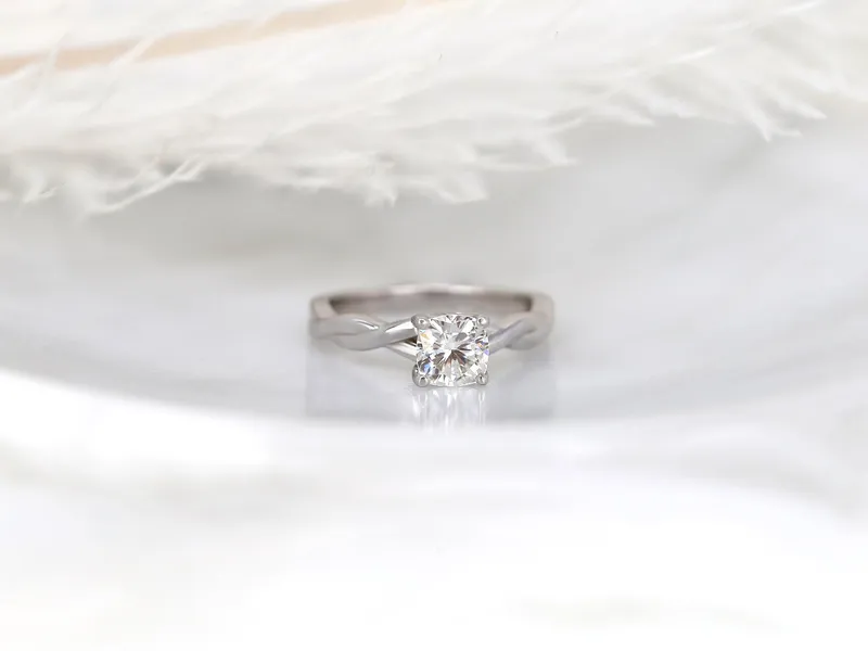 1ct Candace 6mm 14kt Moissanite Unique Cushion Solitaire Ring view 9