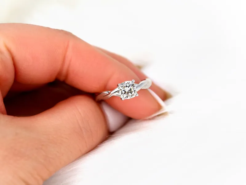 1ct Candace 6mm 14kt Moissanite Unique Cushion Solitaire Ring view 8