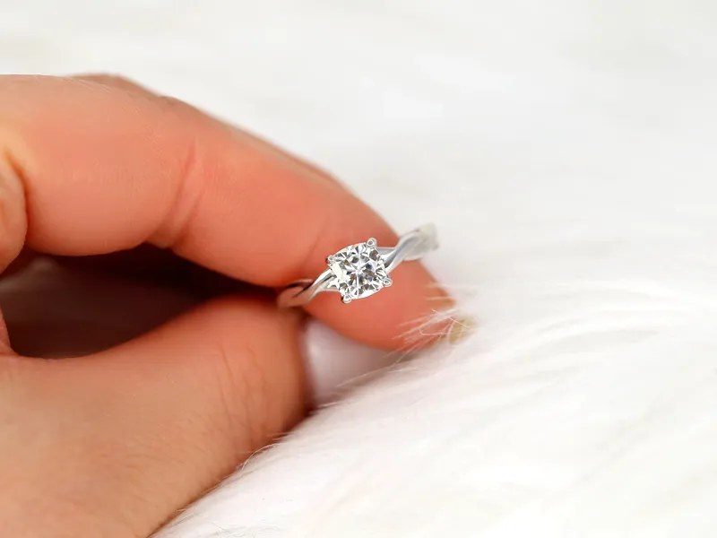 1ct Candace 6mm 14kt Moissanite Unique Cushion Solitaire Ring cushion cut engagement ring