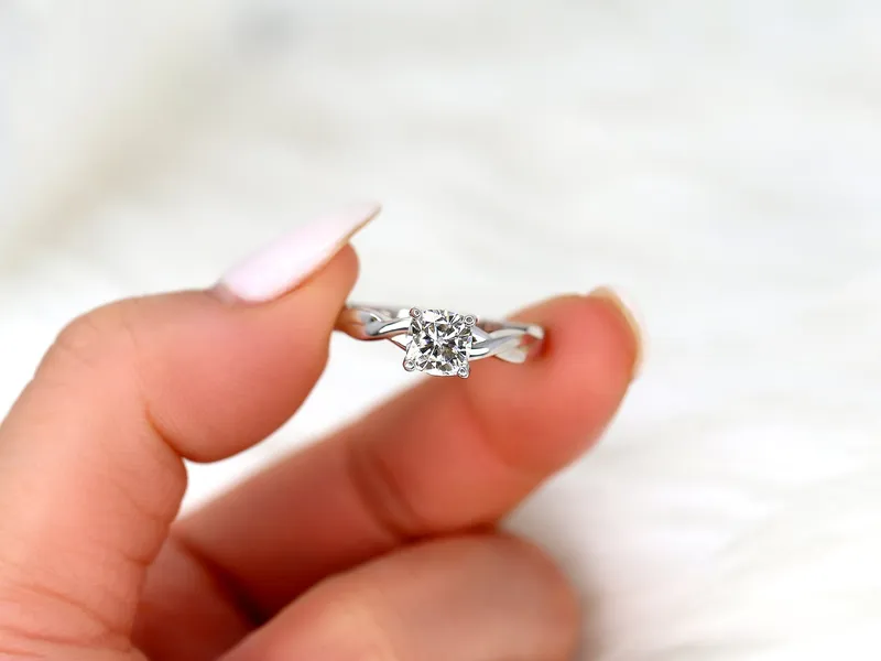 1ct Candace 6mm 14kt Moissanite Unique Cushion Solitaire Ring view 3