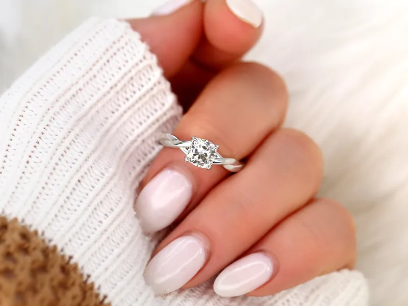 1ct Candace 6mm 14kt Moissanite Unique Cushion Solitaire Ring view 2