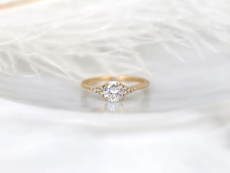 0.75ct Malia 6mm 14kt Moissanite Diamond Art Deco Round Cluster Ring vy 8