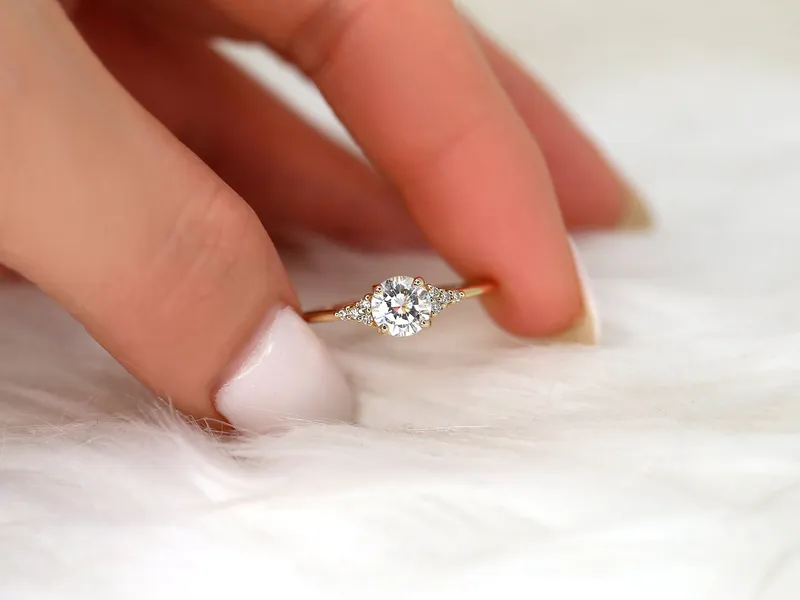 0.75ct Malia 6mm 14kt Moissanite Diamond Art Deco Round Cluster Ring vy 2