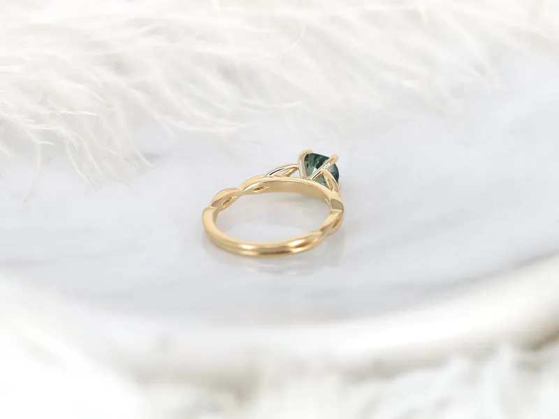 1.42ct Petite Cassidy 14kt Teal Sapphire Celtic Knot Round Solitaire Ring view 8