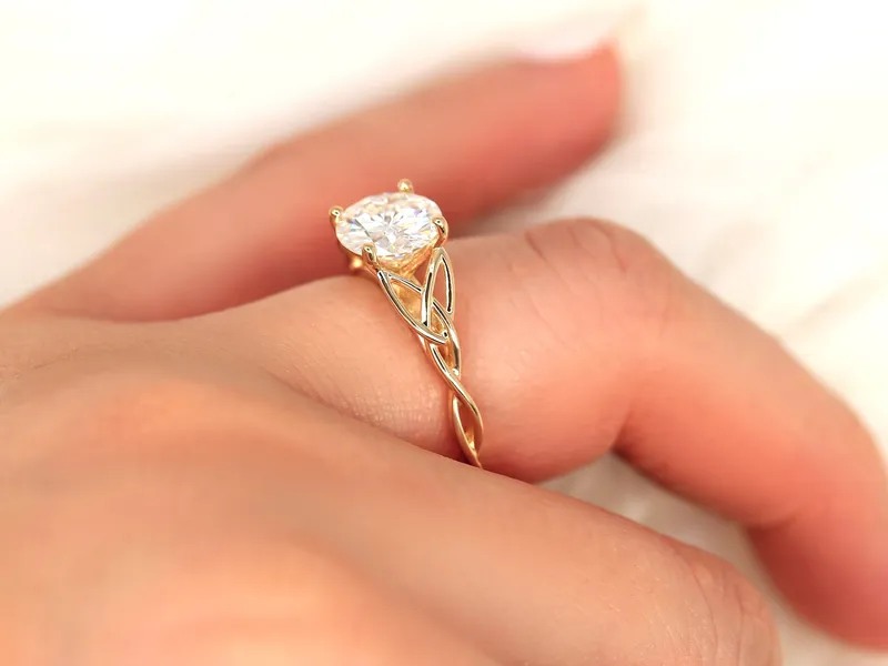 2ct Petite Cassidy 8mm 14kt Moissanite Celtic Knot Round Solitaire Ring vy 3
