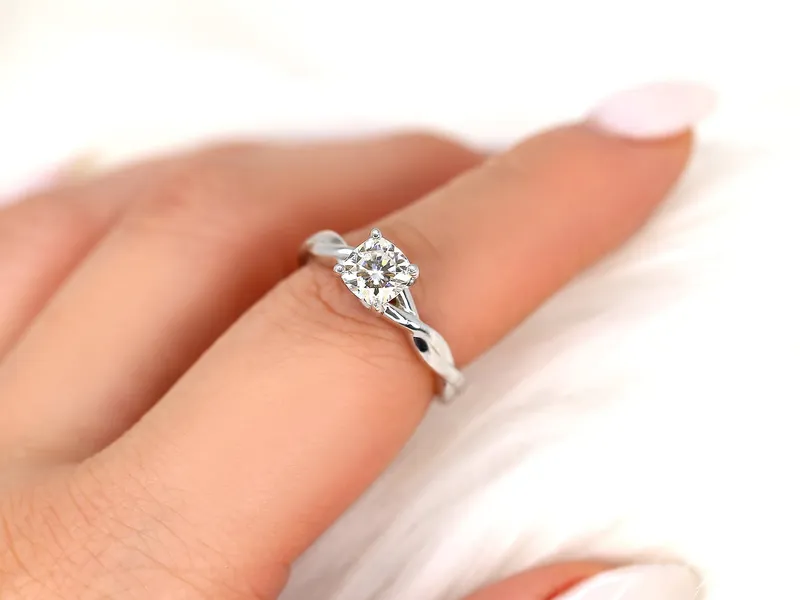 1ct Candace 6mm 14kt Moissanite Unique Cushion Solitaire Ring view 6
