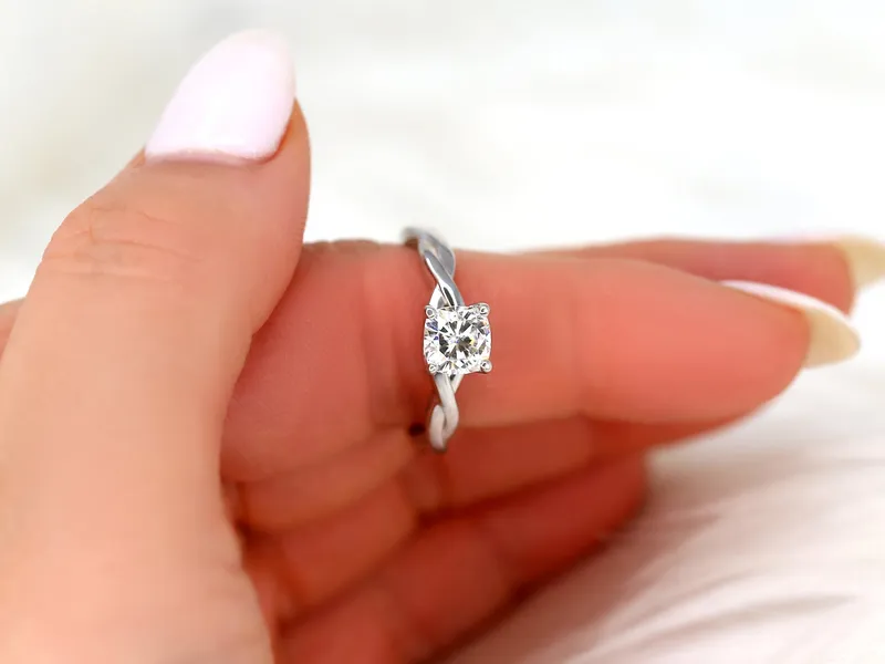 1ct Candace 6mm 14kt Moissanite Unique Cushion Solitaire Ring view 4