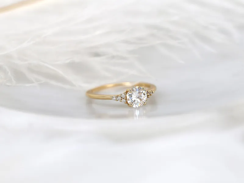 0.75ct Malia 6mm 14kt Moissanite Diamond Art Deco Round Cluster Ring vy 7