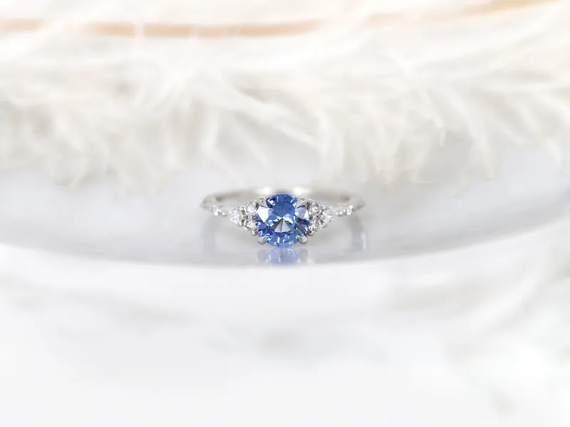 1.54ct Ready to Ship Anastasia 14kt White Gold Cornflower Sapphire Diamond Cluster Ring vy 7