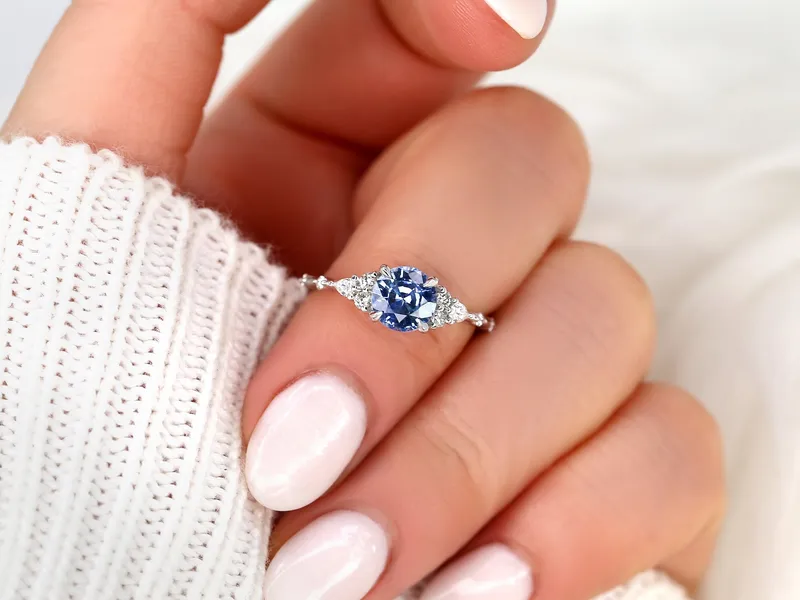 1.54ct Ready to Ship Anastasia 14kt White Gold Cornflower Sapphire Diamond Cluster Ring vy 6