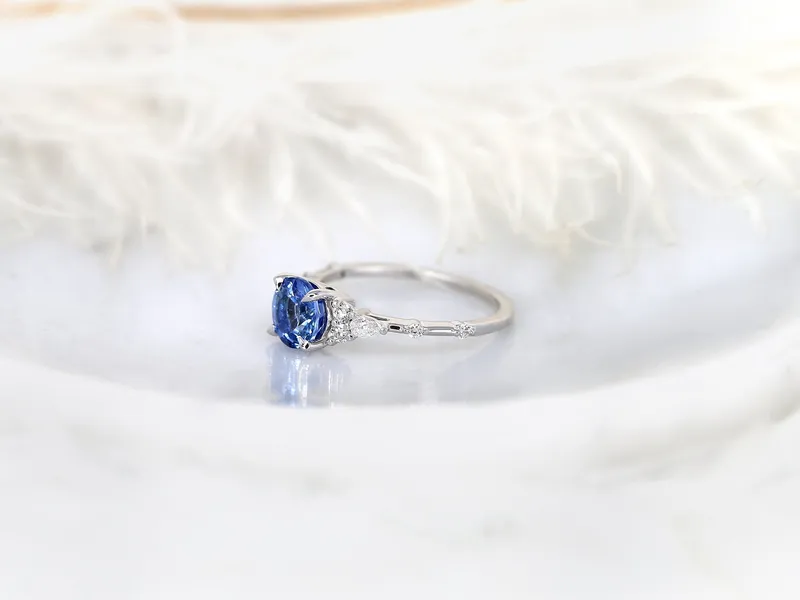 1.54ct Ready to Ship Anastasia 14kt White Gold Cornflower Sapphire Diamond Cluster Ring vy 8